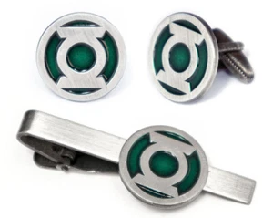 Grüne Laterne Manschettenknöpfe Geek-Krawatte Hochzeit Bräutigam Manschettenknöpfe Schmuck Nerdy Geschenk - Bild 1 von 4