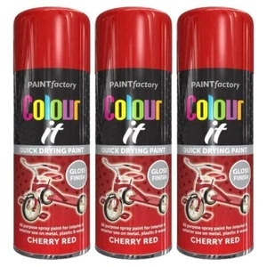 3 x KIRSCHROT GLANZ Allzweck Aerosol Sprühfarbe Metall, Holz, Kunststoff 400ML - Bild 1 von 1