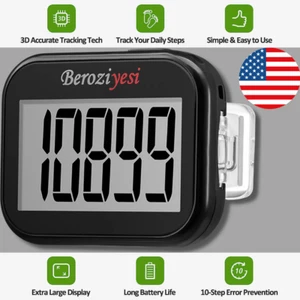 3D Digital Pedometer For Walking Simple Step Counter With Removable Clip - Picture 1 of 10