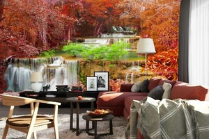 3D Autumn Waterfall 983 Wallpaper Mural Wall Print Wall Wallpaper Murals US Coco - Picture 1 of 11