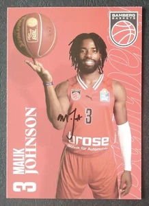 9658 Malik Johnson Bamberg Baskets 2023/24 Autogrammkarte original signiert - Picture 1 of 1