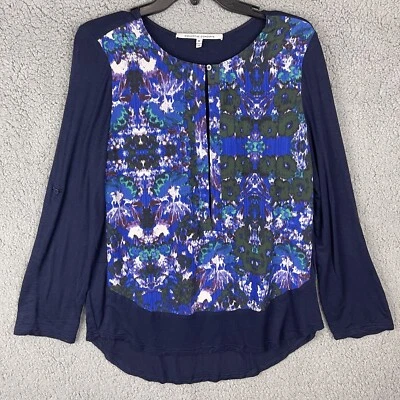 Top para mujer Collective Concepts azul medio multicolor manga 3/4 manga popover Foto 1 de 4