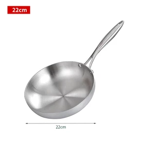 304 Stainless Steel Frying Pan, Nonstick Pan Fried Steak Pot Uncoated Kitchen Co - Picture 1 of 16