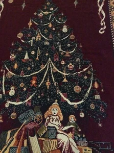 Goodwin Weavers Fringed Cotton Throw Christmas Tree Made USA 68"x46" - Picture 1 of 8