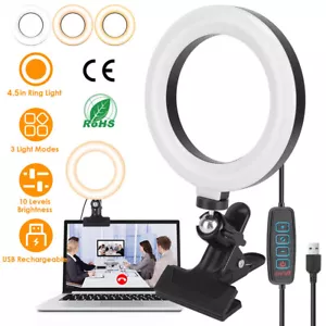 6 in Dimmable LED Ring Light with Clip USB Powered Selfie Desk Light For Laptop - Picture 1 of 9