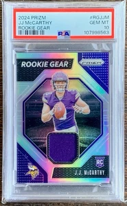 JJ McCarthy 2024 Panini Prizm Rookie Gear #RGJJM Jersey Swatch RC PSA 10  Pop 4 - Picture 1 of 2