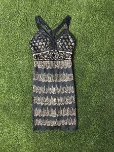 Sue Wong Nocturne Black Lace Beaded Evening Cocktail Dress Size 2 - Picture 1 of 11