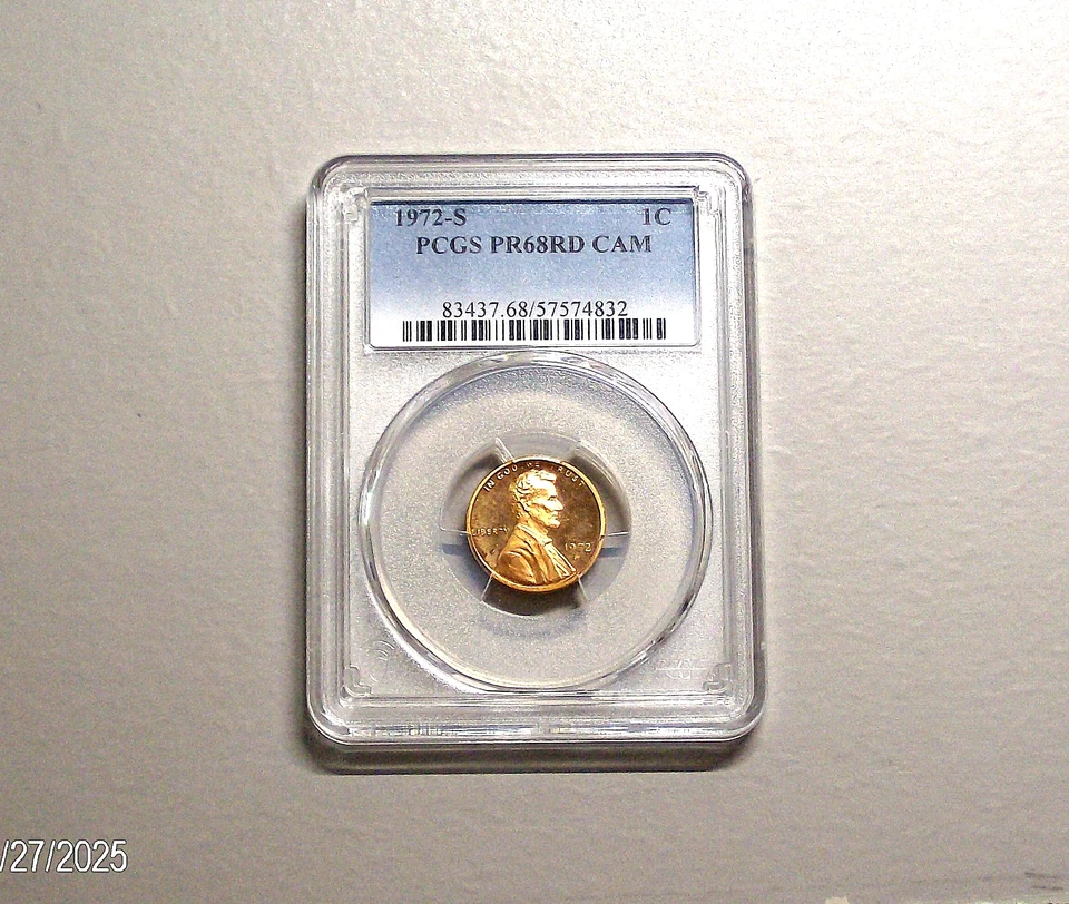 1972-S Lincoln Wheat Cent, PCGS PR68RD CAMEO - Image 1 of 2