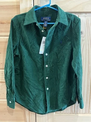 Nuevo con etiquetas Polo Ralph Manga Larga Pana Verde Botones Niños Pequeño 8  Foto 1 de 4