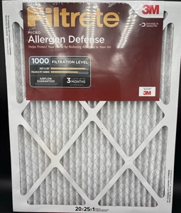 2 Pack Filtrete Filter 3M Micro Allergen Defense Replacement 20x2x1 Air FILTERS - Picture 1 of 9