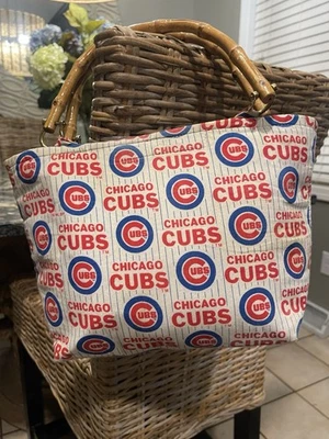 Chicago Cubs бейсбольная сумка с короткими ручками винтажный стиль бамбуковая ручка MLB вентилятор Gear - Изображение 1 из 4