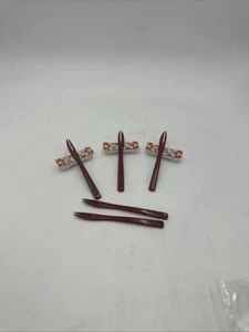 3er Set rot und weiß Essstäbchenhalter 2 5/8" mit 5 Konfektgabeln - Bild 1 von 12