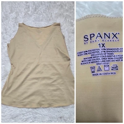 Camiseta sin mangas adelgazante con ribete de encaje elegante y piel desnuda SPANX talla grande  Foto 1 de 4