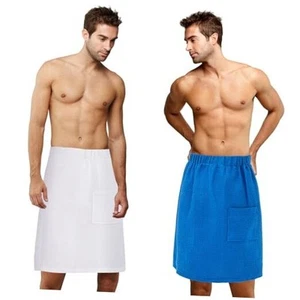  2 Pcs Men's Bath Towel Wrap Adjustable Body Shower Wrap Gift for Blue, White - Picture 1 of 7