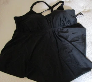 New Torrid Black Tankini Black V Neck Wire Free Lightly Lined Mid Coverage 3 3X - Picture 1 of 6