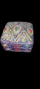 Trinket Box Bejeweled Wedding Bridal Ring Keepsake Jewelry Pill Memory Prayer  - Picture 1 of 6