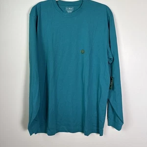 L.L.BEAN Mens Tall Top Long Sleeve Medium Teal Cotton - Picture 1 of 11