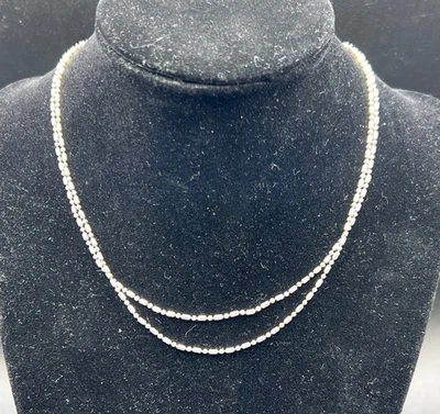 De colección ITALIA 925 Plata de Ley 29" Collar Bola Cuentas Arroz Cadena Etiqueta de Perro 5.8g Foto 1 de 4