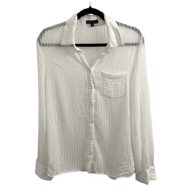 MIOU MUSE WHITE BUTTON DOWN LONG SLEEVE BLOUSE SIZE M - Image 1 of 4