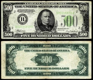 1934 $500 FEDERAL RESERVE NOTE NEW YORK,NY ~VERY FINE - Picture 1 of 1