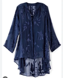 Soft Surroundings Shirt Womens S Silk Sheer Top & Cami Velvet Burnout Whimsy - Picture 1 of 13