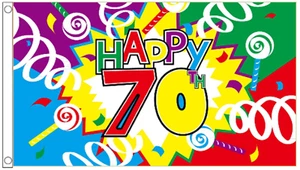 Happy 70th Birthday Polyester 5'x3' Flag - Picture 1 of 3