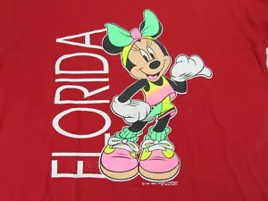 Vintage 80s 90s Velva Sheen Minnie Mouse Florida Graphic T Shirt Size XL Red - Picture 1 of 8