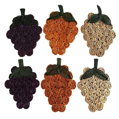 Vintage Wicker Straw Woven Rattan Grape Coaster Trivet (set of 6) - Image 1 of 4