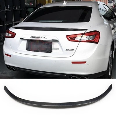 For 2014-2024 Maserati Ghibli Sedan Real Carbon Fiber Trunk Spoiler Wing Lip - Image 1 of 4