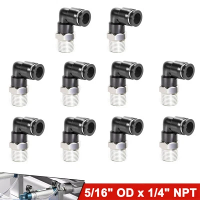 10Pcs Pneumatic OD 5/16" Tube x 1/4" NPT Male Swivel L Push To Connect Fitting - Image 1 of 4