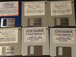 LOTE COLECCIONABLE ATARI ST 3.5" DISQUETES CN GOLD COMPARTIR BIBLIOTECA UOS-8X CANTIDAD-6 PIEZAS - Imagen 1 de 3