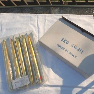5 Metallic Gold 10” Taper Candle Sticks Made in Italy NIB - Picture 1 of 4
