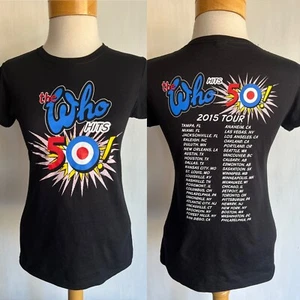 THE WHO (2015) Official Women's "The Who Hits 50" US Tour Dates T-Shirt Sz Small - Picture 1 of 6