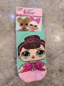 LOL, Surprise! 2 Pair Pack of  Anti - Skid  Ankle Socks One Size - Picture 1 of 3