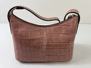 Fossil Shoulder Bag Croc Embossed Leather Purse Handbag Pink Salmon New - Picture 1 of 11