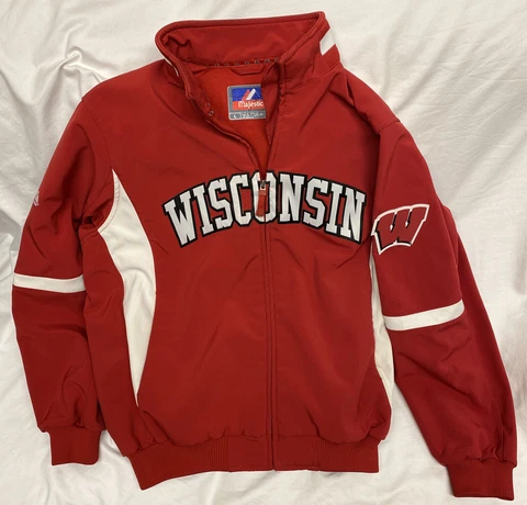 Rare Majestic Wisconsin Badgers Therma Dugout Full Zip Jacket Men's Size Large Cover