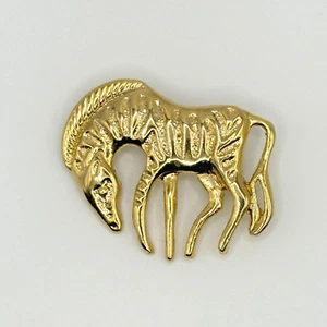 Vintage Gold Tone Horse Zebra Animal Pin Brooch - Picture 1 of 2