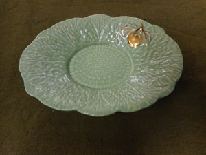 #D357. CROWN DEVON GREEN DISH - Picture 1 of 3