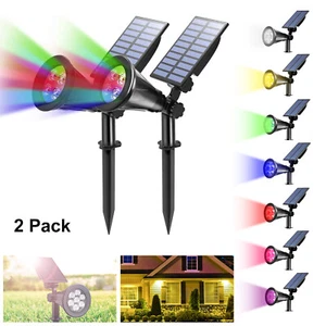 T-SUN 2Pack LED Solar Spotlights Landscape Lights Outdoor Garden Pathway Lamps - Picture 1 of 46