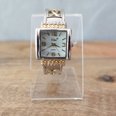 Vivani Women’s Cuff Watch Silver Gold Tone Fish Symbol Bracelet Bangle 24mm - Image 1 of 4