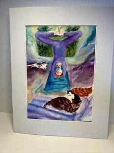 Melissa Harris Blessings Print Yoga Cats Signed - Picture 1 of 6