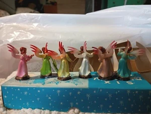 Six 1960s Dancing Angel Musicians vintage ornaments in box Made in Hong Kong. - Picture 1 of 16