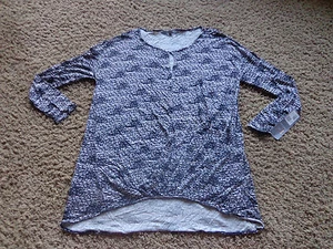 DAISY FUENTES women's NWT sz M pleat waist high low tunic onyx cobo color blouse - Picture 1 of 5