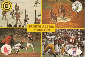 Early "Sports Action in Boston" Postcard - Red Sox, Bruins, Celtics and Patriots - Picture 1 of 2