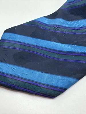 Firenze Mens 100% Silk Woven Designer Neck Tie Blue Diagonal Stripe  - Image 1 of 4