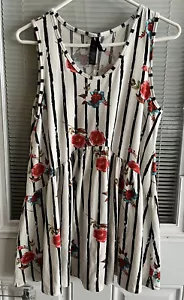 Agnes And Dora Top Muse Tank Black White Stripe Floral NWOT Sz S Flowy comfy - Picture 1 of 6