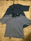 LOT OF 2 WEDGE GOLF POLO SHIRTS NAVY BLUE N WHITE STRIPED 100% COTTON INDIA XXL