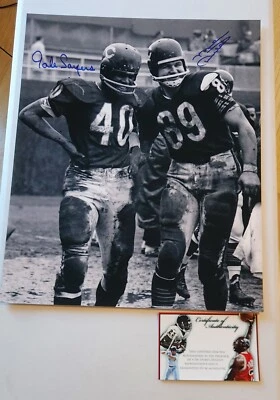 Foto autografiada automática de los Chicago Bears 16x20 firmada por Mike Ditka de Gale Sayers 6 tds Foto 1 de 3