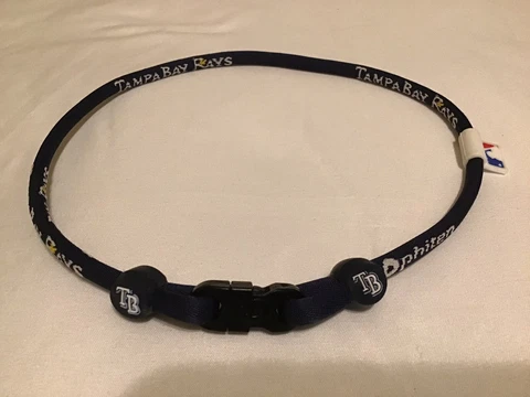 TAMPA BAY RAYS Phiten Necklace - NAVY BLUE 17” - LOOSE SNAP - NEW Cover