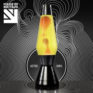 Mathmos Astro SCHWARZ VINYL klassische Lavalampe mit ORANGEFARBENEM Wachs in gelber Flüssigkeit. - Bild 1 von 1